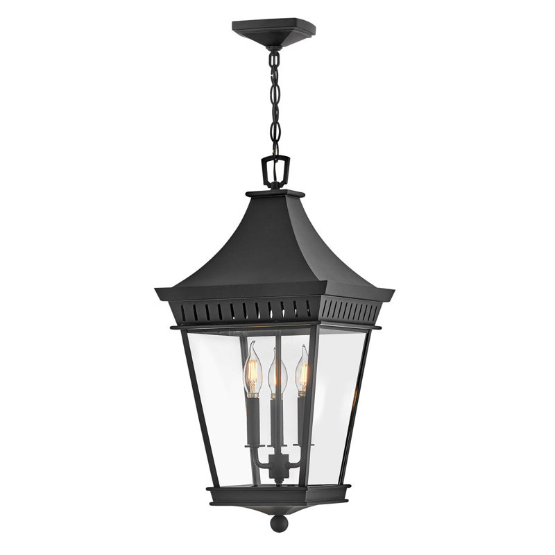 Chapel Hill Museum Black 3 -Bulb 26" H Outdoor Hanging Lantern