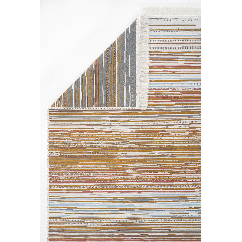 Riken Striped Cotton Machine Made Indoor / Outdoor Area Rug, Rectangle 2'8" x 4'11"