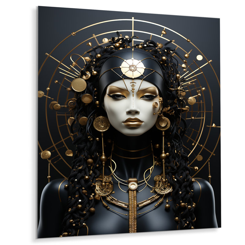 Or africain, élégance dorée et noire - art mural africain en métal, H 40 po x l 30 po x P 1,5 po