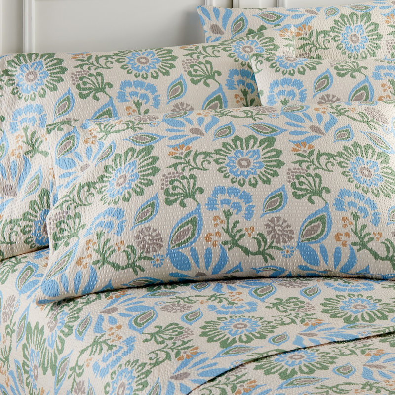 Seersucker Sheet Set, Full + 4 Pillowcases, Hampton Floral