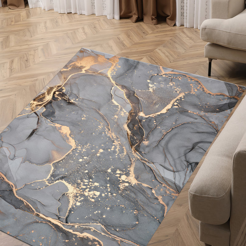 Chic Soft Pile Printed Rug with Intricate Floral and Geometric Designs Perfect for Adding a Touch of Elegance to Your Living Room or Bedroom Decor