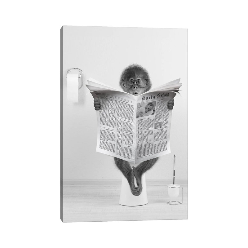 «Monkey On The toilettes lecture journal», reproduction d'art mural