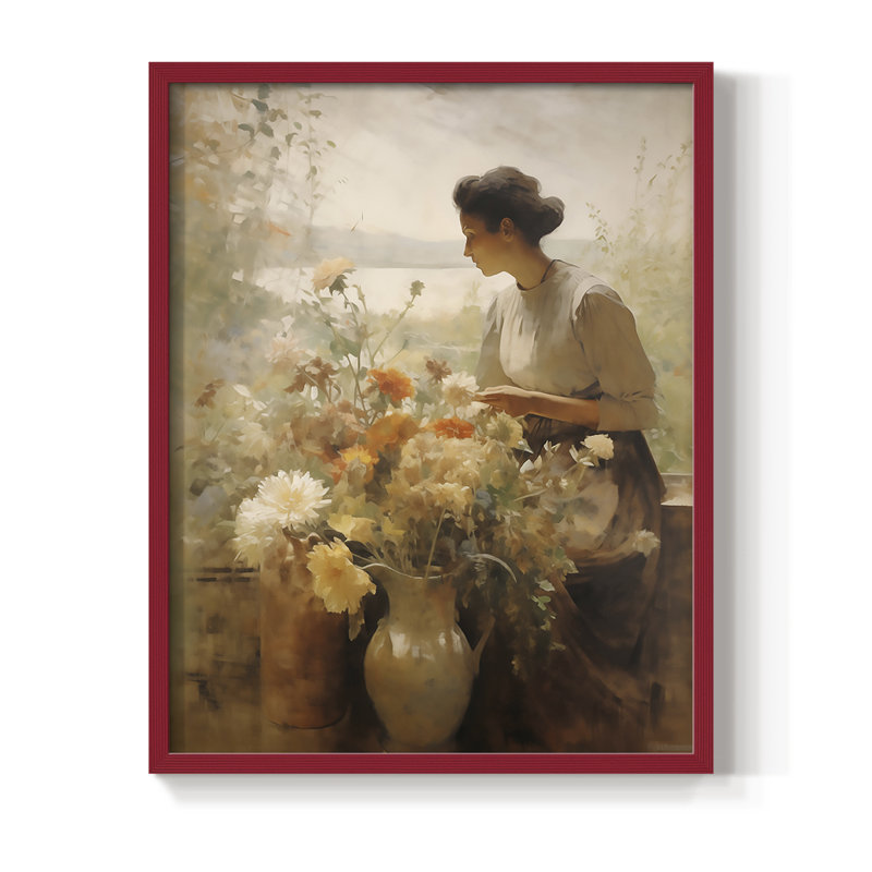 Reproduction encadrée WOMEN Series CDXVI - bois massif, H 15 po x l 12 po, Rouge