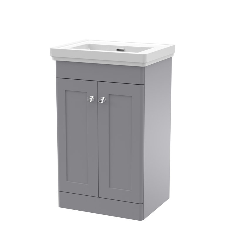 Classique 531mm Single Bathroom Vanity with Drop In Vitreous China Basin, Satin Gray
