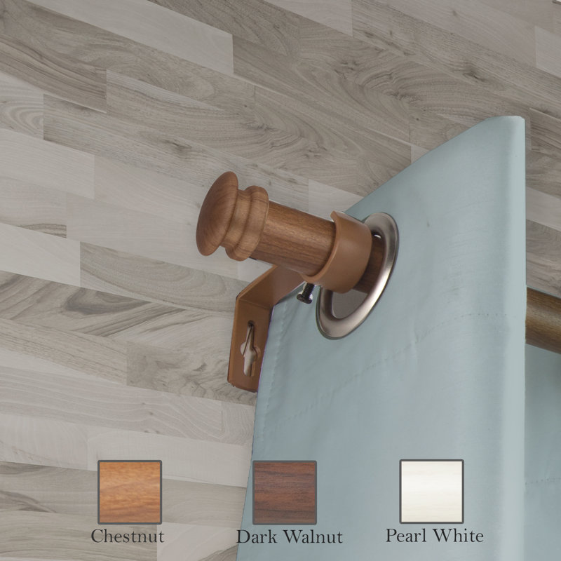 Erden Adjustable Single Curtain Rod, Chestnut