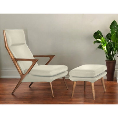 Méridienne beige avec repose-pieds en similicuir