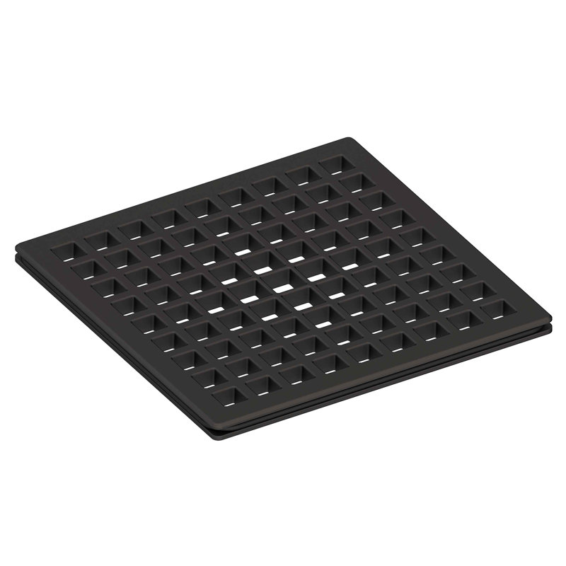 4" Square Shower Drain, Flat Black
