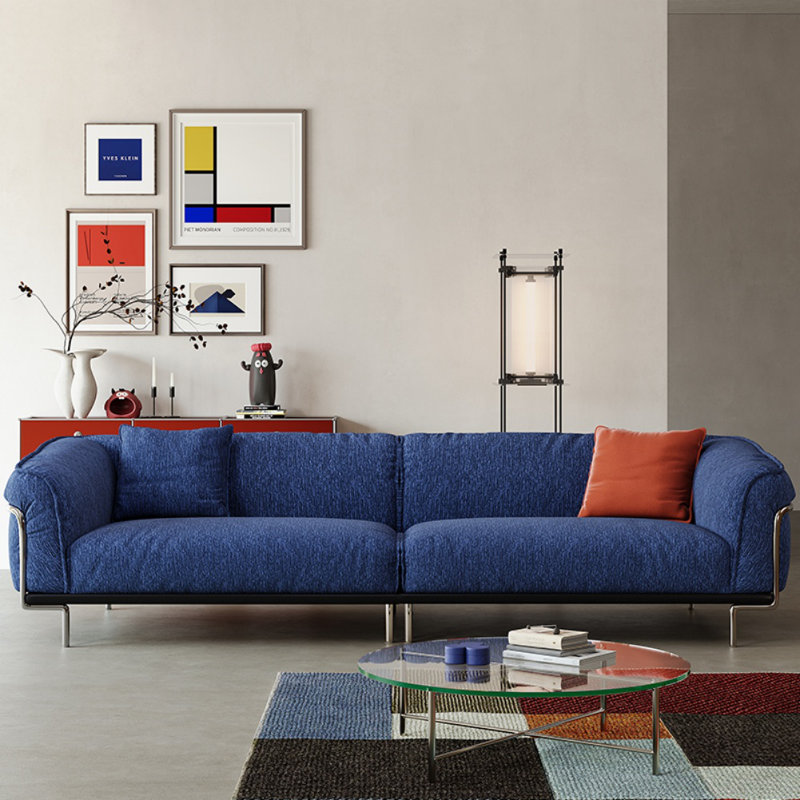 Blue Bauhaus Mid-Century Designer Sofa