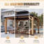 Pavillon de jardin extérieur en bois de cèdre l 12 pi x P 10 pi avec double toit en acier galvanisé