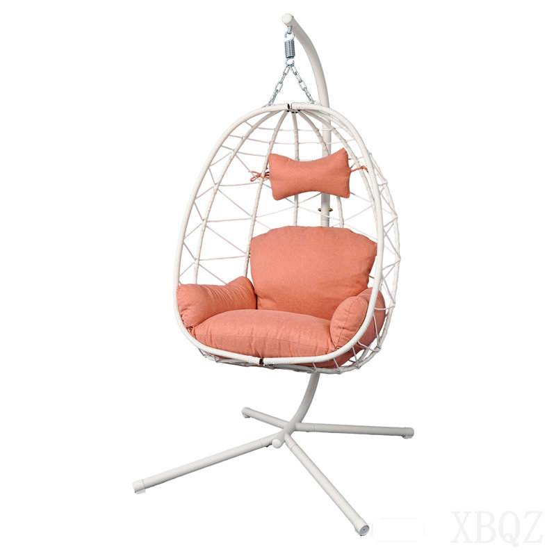 Hanging Egg Chair With Stand Indoor Outdoor Pe Wicker Swing Hammock Chair With Washable Cushion For Patio Bedroom Balcony Garden