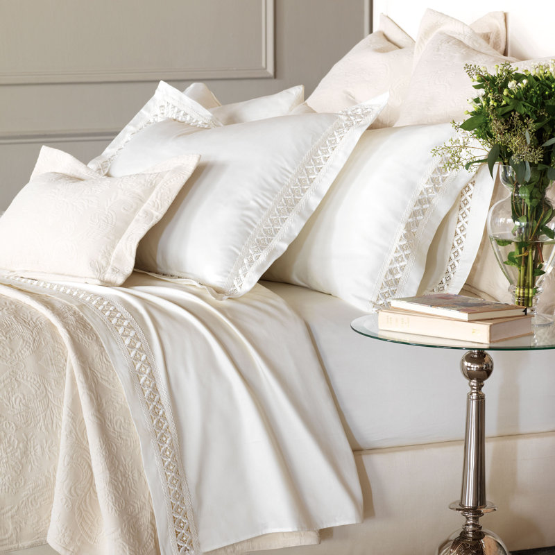 Juliet Flat Sheet, King Flat Sheet, Ivory/Ivory