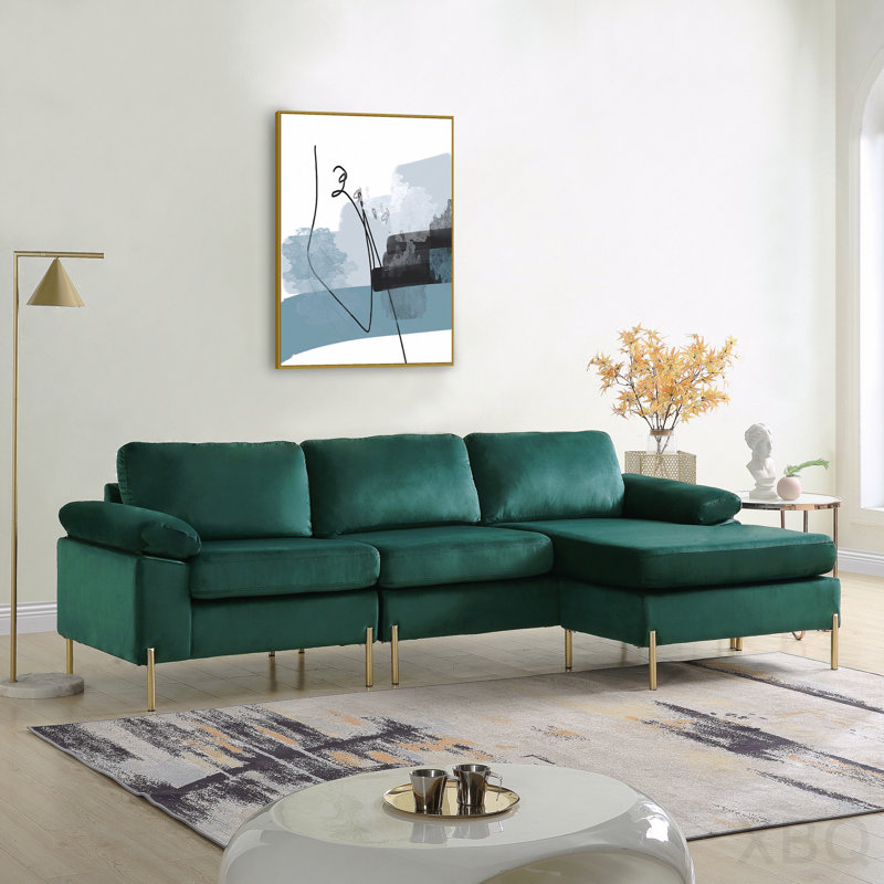 Velvet Sectional Sofa With Chaise