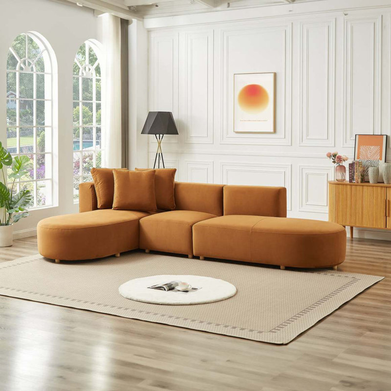 Canapé modulaire en velours Orby, Orienté à gauche (vu de face)