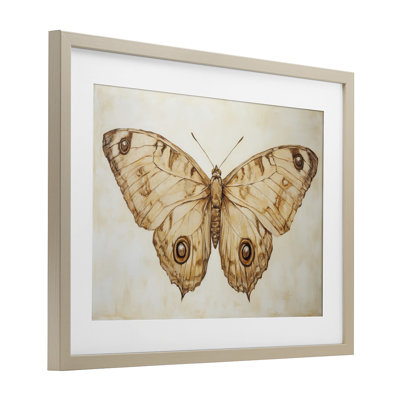 Sépia papillon rétro, reproduction sous verre, Illustration par Petal Prints Design