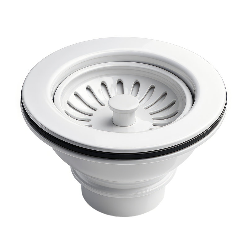 Crépine à panier de 3 1/2 po Whitehaus pour éviers standards et profonds, Blanc