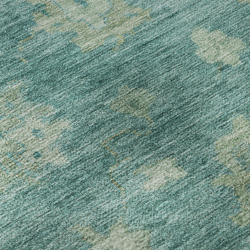 Tapis lavable à la machine de qualité supérieure Mayfield AMF2305, Bleu sarcelle, Tapis de couloir 2 pi 3 po x 7 pi 6 po
