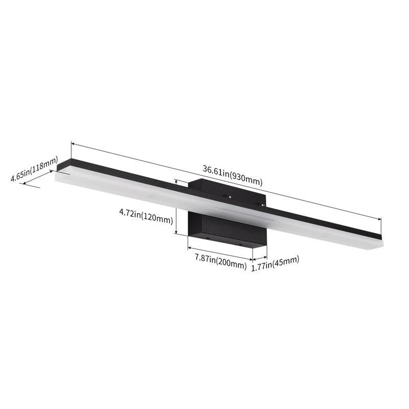 36'' Alfonza 1-Light Dimmable LED 36W Bath Bar, Warm White 3000K, Matte Black