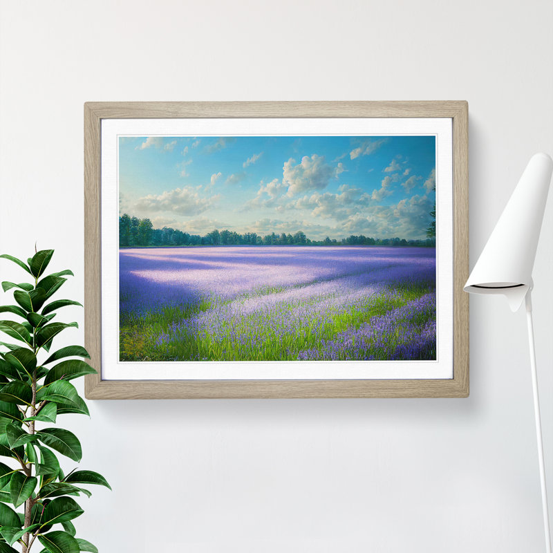 Hewarming Bluebell Field - Single Picture Frame Print, 34cm H x 46cm W x 2cm D, Oak