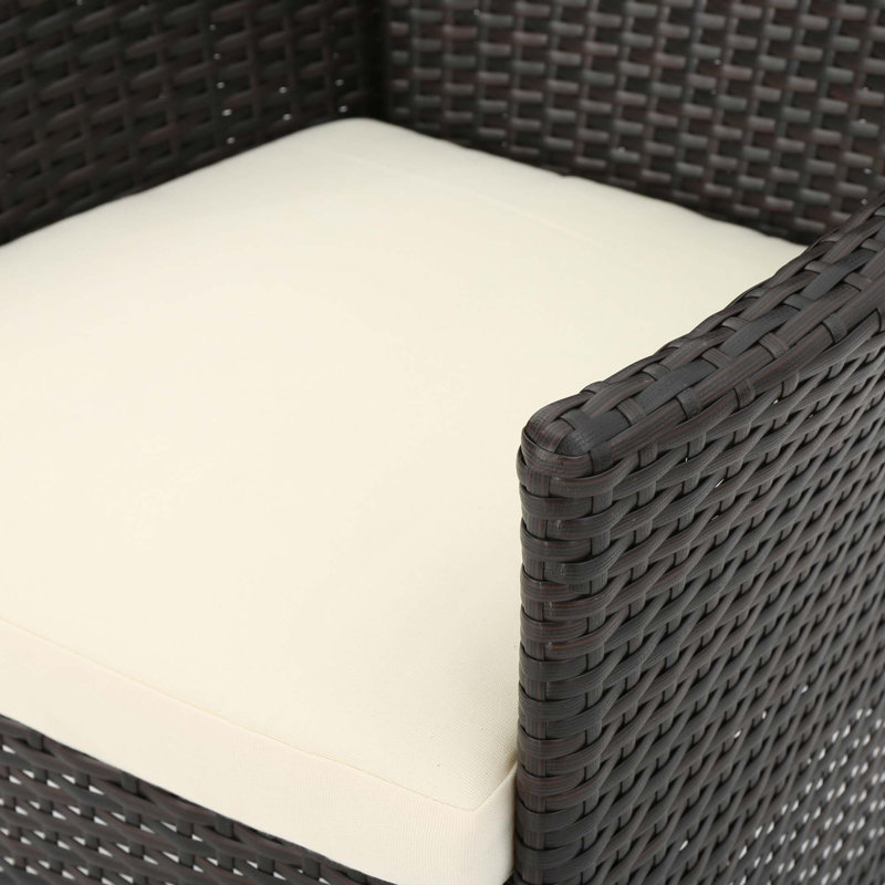 Chaises de salle à manger d'extérieur en osier PE multibrown, ensemble de 2