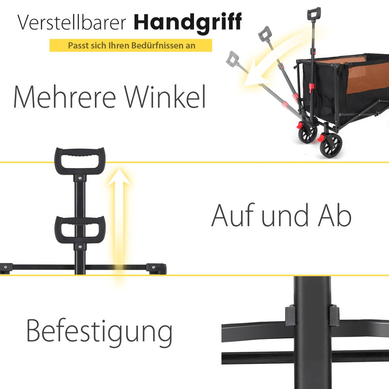 Foldable Cart Hand Wagon All Terrain, Black/Orange