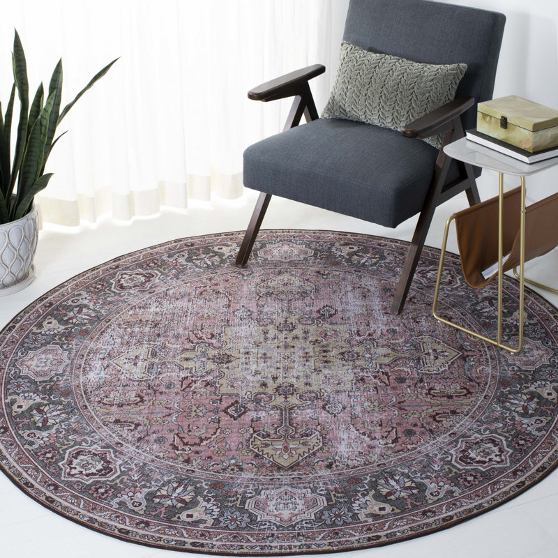 Tapis oriental rose / beige Gulick, Rond 6 pi
