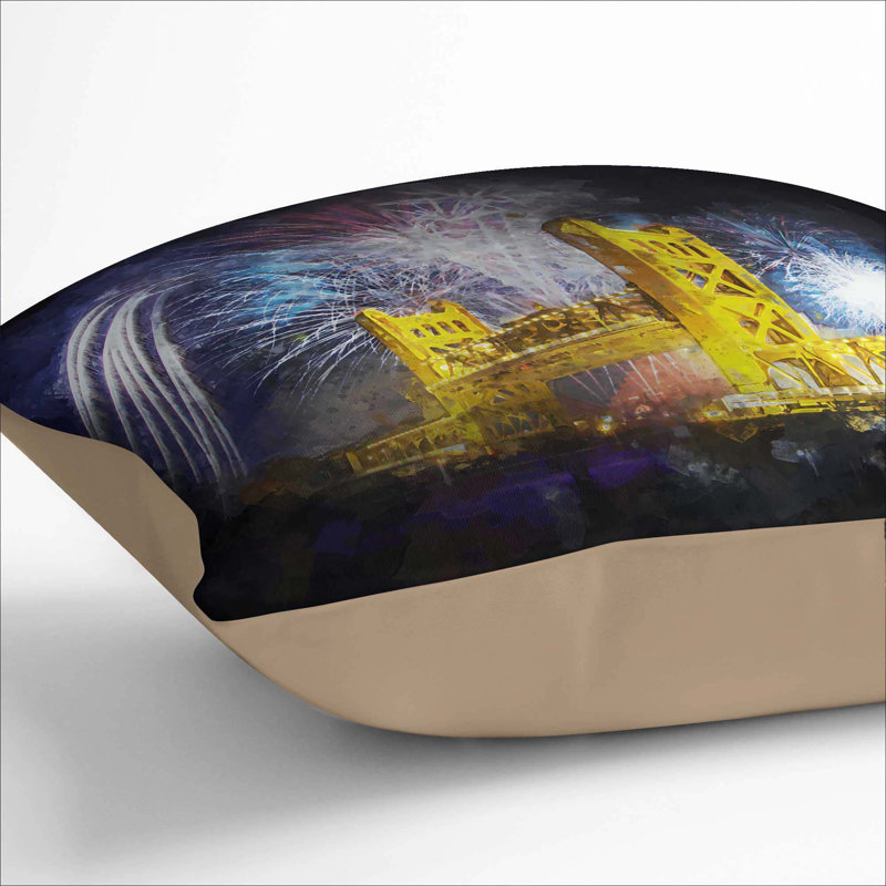 Tower Bridge in Sacramento Cushion with Filling, 55cm H x 55cm W x 20cm D, Stone
