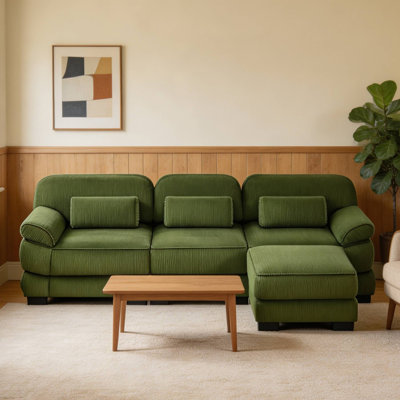 Canapé d'angle modulaire surdimensionné en velours côtelé, en forme de L ou de U, de 104 pouces, avec poufs amovibles