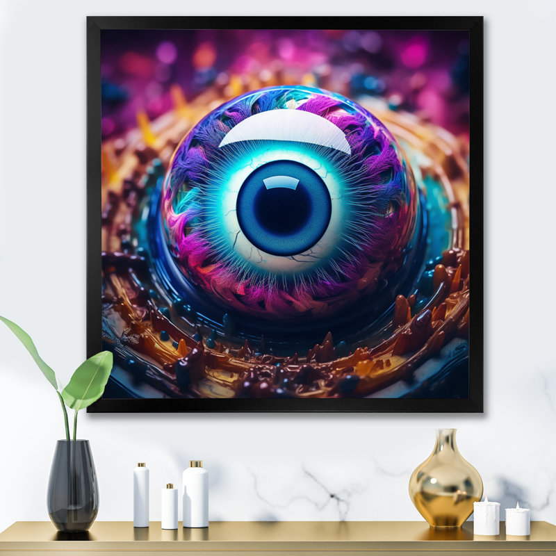 «Eye of Consciousness Retro Futuristic I», reproduction d'art sur toile, H 24 po x l 24 po x P 1 po, Cadre simple noir