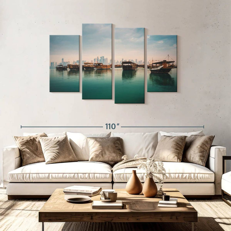 Mehar, corniche de Dhang, bateaux de boutre, H 48 po x l 75 po