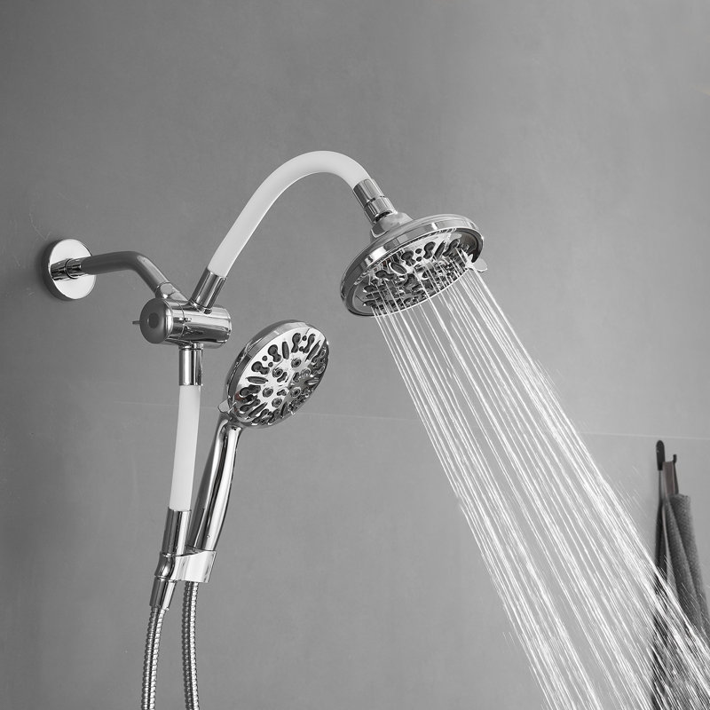 Single-Handle 8-Spray Dual Shower Faucet Set Trim Kit 1.8 GPM With Filtered Handheld Shower Head, Polished Chrome