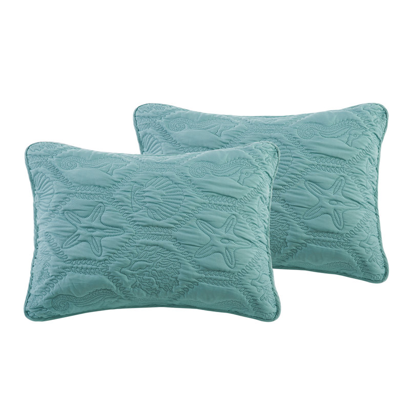 Full Blue Reversible Microfiber Quilt Set