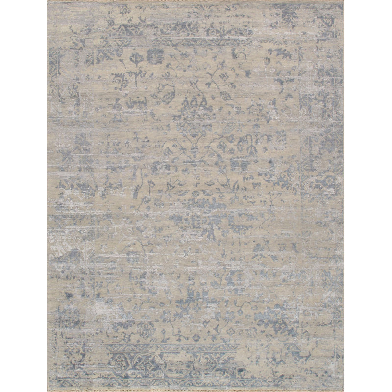 Hand Knotted Abstract Indoor Rug, Rectangle 7'11" x 9'10"