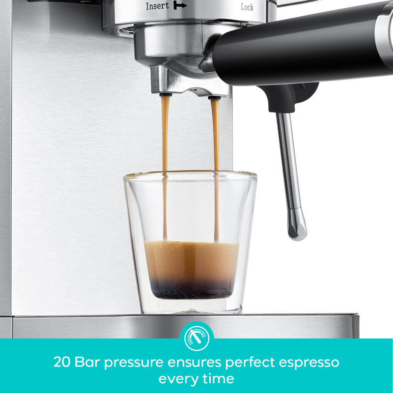 CASABREWS 3700 Essential 20 Bar Espresso Machine with Steam Wand, Compact Espresso Maker with 43.9oz Removable Water Tank for Home, Stainless Steel.