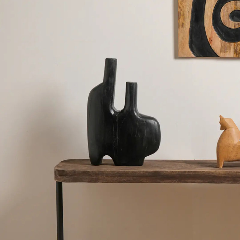 Vase | Vase décoratif en bois récupéré | Décoration de maison noire rustique | 12 x 3 x 17 po