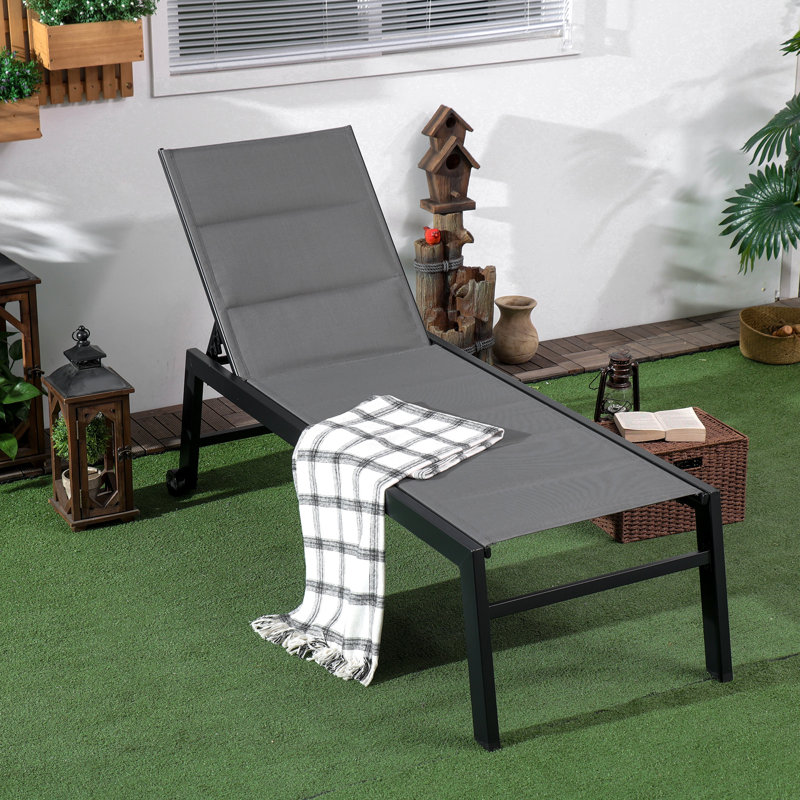 Chaise longue inclinable 66,25 po Clotiel, Gris