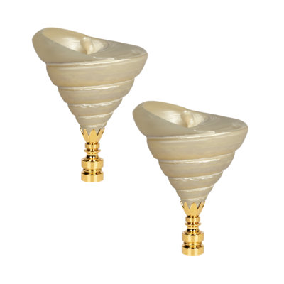 Royal Designs, Inc. F-5106PB-2 Faîteau de lampe coquillage naturel à spirale torsadée, coquille blanche, base en laiton poli, paquet de 2