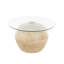 Table basse large en résine beige avec plateau en verre trempé, 30 po x 30 po x 18 po