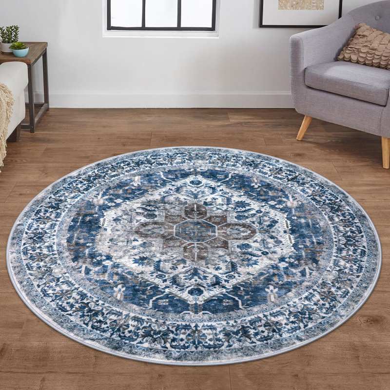 Tapis d'intérieur antidérapant Jodhveer , Rond 5 pi