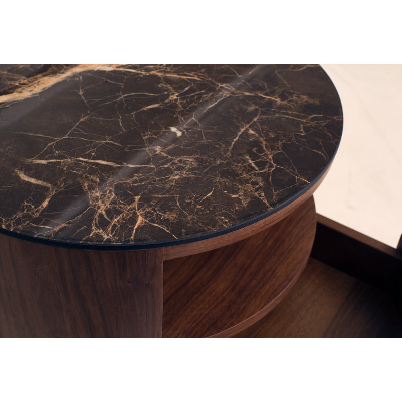 Anemarie 45cm W Metal Bedside Table, Walnut