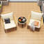 Ensemble de conversation d'extérieur en osier 3 pièces avec coussins épais et table basse en verre - beige