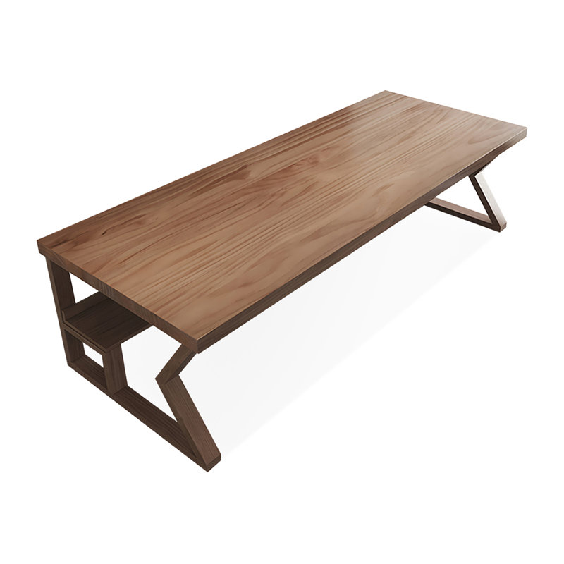 Bureau rectangulaire en bois massif brun clair, H 29,53 po x l 86,61 po x P 35,43 po