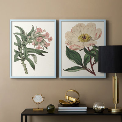 «Pink Floral Mix VI», reproduction encadrée de qualité supérieure - prête à être accrochée - aucun clou requis - aucun clou requis