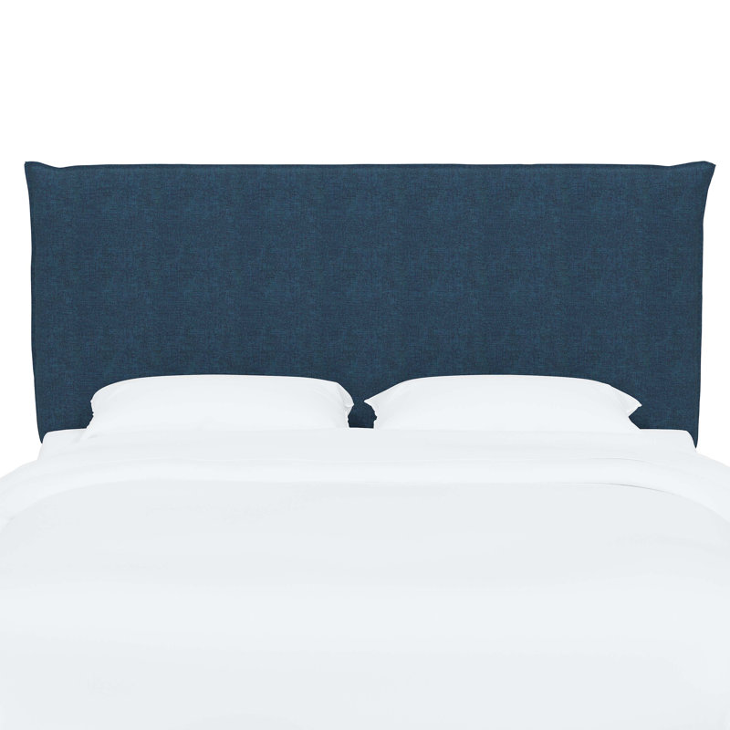Tête de lit tapissier Halcyon, Lin texturé bleu marine Zuma, Double