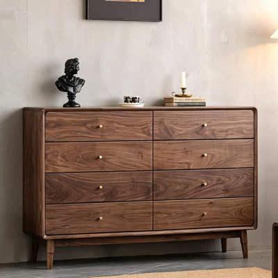 Rounded Corner Brass Bottom Rail Buffet Table
