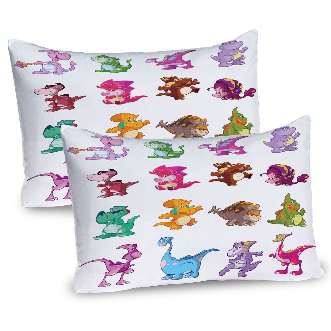 Kissenbezug Packung mit 2, Dinosaurier Extinction, Mehrfarbig