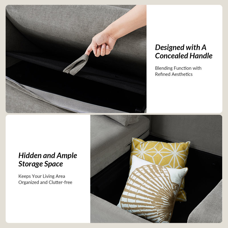  Danas 71" Modern Slipcover Storage Loveseat Sofa, Charcoal