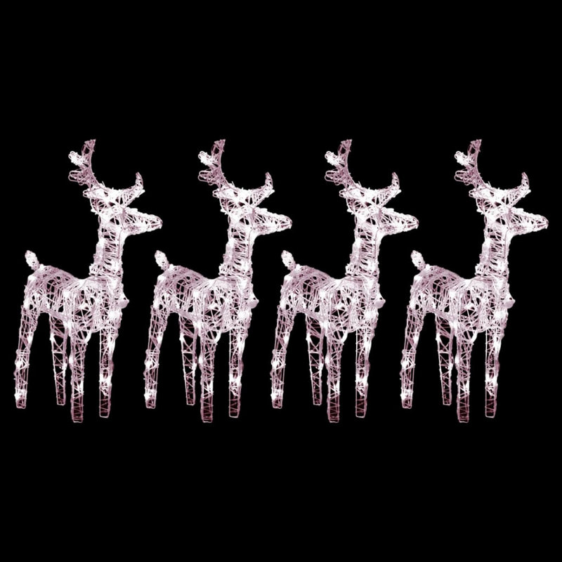 Décoration de Noël jardin renne 4 pièces, 160 lumières DEL, blanc chaud