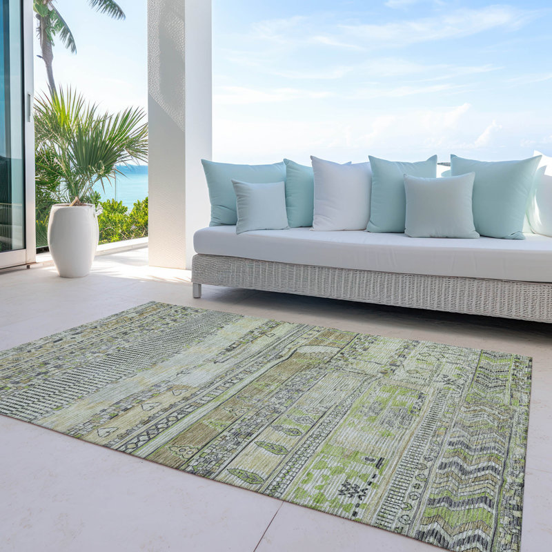 Tapis beige d'intérieur / extérieur lavable à la machine, Rectangle 10 pi x 14 pi