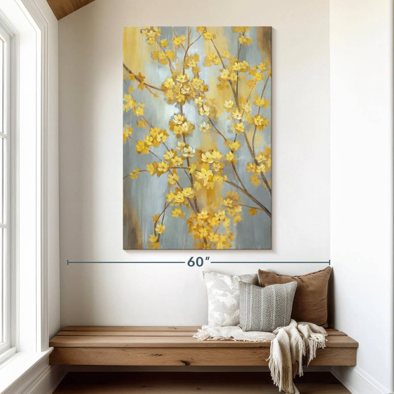 Branche de forsythia, H 51 po x l 34 po