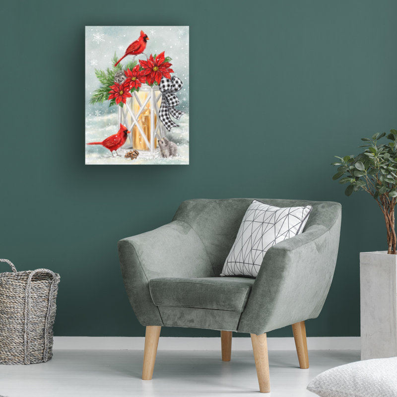 Art sur toile, lanterne bolognaise avec animaux, H 14 po x l 19 po